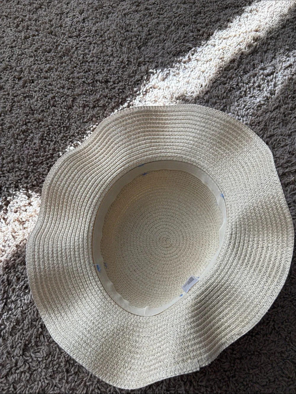 Kids Straw Sun Hat with Blue Floral Band